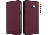 Custodia Per Samsung Galaxy J4 Plus, Custodia Retro In Finto Cuoio Con Supporto E Slot Per Carte Di Credito Rosso