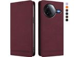 Custodia Per Xiaomi Poco F7 Pro/F7 Ultra, Retro Custodia Flip In Finto Cuoio Con Supporto E Slot Per Carte Rosso