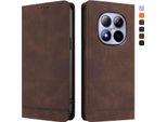 Custodia Per Xiaomi Redmi Note 15 Pro, Retro Custodia In Finto Cuoio Flip Con Supporto E Slot Per Schede Marrone