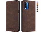 Custodia Per Xiaomi Poco M3/Redmi 9T, Retro Custodia Flip In Finto Cuoio Con Supporto E Slot Per Carte Di Credito Marrone