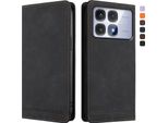 Custodia Per Xiaomi Redmi K70 Ultra, Retro Custodia Flip In Finto Cuoio Con Supporto E Slot Per Carte Nero
