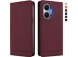 Custodia Per Xiaomi Poco F7/Redmi Turbo 4 Pro, Retro Custodia Flip In Finto Cuoio Con Supporto E Slot Per Carte Rosso