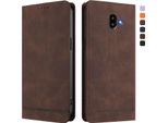 Custodia Per Samsung Galaxy J6 Plus, Custodia Retro In Finto Cuoio Con Supporto E Slot Per Carte Di Credito Marrone