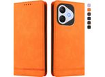 Custodia Per Honor 400 Lite, Flip Case In Finto Cuoio Retrò Con Supporto E Slot Per Carte Di Credito Arancione