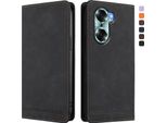 Custodia Per Honor 60, Flip Case In Finto Cuoio Retrò Con Supporto E Slot Per Carte Di Credito Nero
