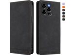 Custodia Per Doogee Note 58 / Note 58 Pro, Retro Custodia In Finto Cuoio Flip Con Supporto E Slot Per Carte Nero
