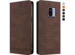 Custodia Per Samsung Galaxy A8 2018, Retro Custodia Flip In Finto Cuoio Con Supporto E Slot Per Carte Di Credito Marrone