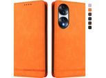 Custodia Per Honor 70, Flip Case In Finto Cuoio Retrò Con Supporto E Slot Per Carte Di Credito Arancione