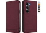 Custodia Per Infinix Hot 60 5G/Hot 60I 4G, Custodia Retro In Finto Cuoio Con Supporto E Slot Per Carte Rosso
