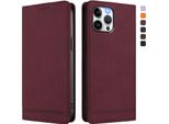 Custodia Per Iphone 12 Pro Max, Custodia Retro In Finto Cuoio Con Supporto E Slot Per Carte Di Credito Rosso