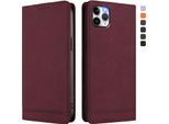 Custodia Per Iphone 11 Pro Max, Custodia Retro In Finto Cuoio Con Supporto E Slot Per Carte Di Credito Rosso
