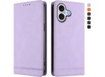 Custodia Per Iphone 17, Custodia Retro In Finto Cuoio Con Supporto E Slot Per Carte Di Credito Viola