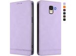 Custodia Per Samsung Galaxy J6 2018, Retro Custodia Flip In Finto Cuoio Con Supporto E Slot Per Carte Purple