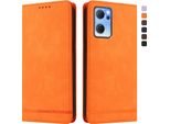 Custodia Per Oppo Reno7 5G, Custodia Retro In Finto Cuoio Flip Con Supporto E Slot Per Carte Orange