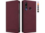 Custodia Per Honor 20 Lite/Honor 10I, Custodia Flip Retro In Finto Cuoio Con Supporto E Slot Per Carte Di Credito Rosso