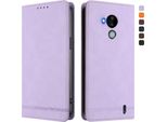 Custodia Per Nokia C30, Flip Case In Finto Cuoio Retrò Con Supporto E Slot Per Carte Di Credito Viola