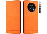 Custodia Per Honor X9 5G/4G, Custodia Retro In Finto Cuoio Flip Con Supporto E Slot Per Carte Orange