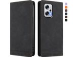 Custodia Per Xiaomi Poco X4 Gt/Redmi Note 12T Pro, Retro Custodia Flip In Finto Cuoio Con Supporto E Slot Per Schede Nero