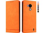 Custodia Per Nokia C30, Flip Case In Finto Cuoio Retrò Con Supporto E Slot Per Carte Di Credito Arancione