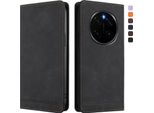 Custodia Per Honor Magic7, Flip Case In Finto Cuoio Retrò Con Supporto E Slot Per Carte Nero