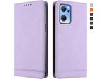 Custodia Per Oppo Reno7 5G, Custodia Retro In Finto Cuoio Con Supporto E Slot Per Carte Purple