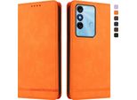 Custodia Per Itel P38/Itel S17/Itel Vision 3, Custodia Retro In Finto Cuoio Flip Con Supporto E Slot Per Carte Arancione