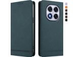 Custodia Per Xiaomi Poco X7/Redmi Note 14 Pro 5G/14 Pro+ 5G, Retro Custodia Flip In Finto Cuoio Con Supporto E Slot Per Carte Verde