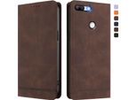 Custodia Per Honor 9 Lite, Flip Case In Finto Cuoio Retrò Con Supporto E Slot Per Carte Di Credito Marrone