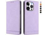 Custodia Per Iphone 16 Pro, Custodia Retro In Finto Cuoio Con Supporto E Slot Per Carte Di Credito Viola