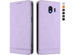 Custodia Per Samsung Galaxy J4 2018, Retro Custodia Flip In Finto Cuoio Con Supporto E Slot Per Carte Purple