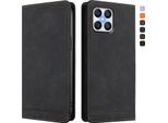 Custodia Per Honor X8 4G, Custodia Retro In Finto Cuoio Con Supporto E Slot Per Schede Nero