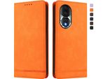 Custodia Per Honor 80, Flip Case In Finto Cuoio Retrò Con Supporto E Slot Per Carte Di Credito Arancione