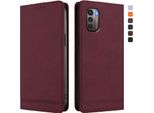 Custodia Per Nokia G21/Nokia G11, Custodia Retro In Finto Cuoio Con Supporto E Slot Per Carte Rosso
