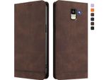 Custodia Per Samsung Galaxy J6 2018, Retro Custodia Flip In Finto Cuoio Con Supporto E Slot Per Carte Di Credito Marrone