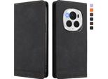 Custodia Per Honor Magic6 Pro, Custodia Retro In Finto Cuoio Flip Con Supporto E Slot Per Carte Nero