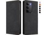 Custodia Per Realme C75 4G, Custodia Retro In Finto Cuoio Flip Con Supporto E Slot Per Carte Nero