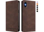 Custodia Per Iphone X/Iphone Xs, Custodia Retro In Finto Cuoio Con Supporto E Slot Per Carte Di Credito Marrone