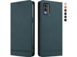 Custodia Per Nokia C32, Flip Case In Finto Cuoio Retrò Con Supporto E Slot Per Carte Di Credito Verde