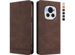Custodia Per Honor Magic6, Flip Case In Finto Cuoio Retrò Con Supporto E Slot Per Carte Di Credito Marrone