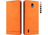 Custodia Per Nokia C01 Plus/Nokia C1 2Nd Edition, Custodia Retro In Finto Cuoio Con Supporto E Slot Per Carte Di Credito Arancione