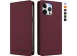 Custodia Per Iphone 13 Pro Max, Custodia Retro In Finto Cuoio Con Supporto E Slot Per Carte Di Credito Rosso