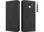 Custodia Per Samsung Galaxy J6 2018, Retro Custodia Flip In Finto Cuoio Con Supporto E Slot Per Schede Nero