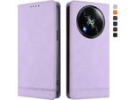Custodia Per Itel RS4, Custodia Retro In Finto Cuoio Flip Con Supporto E Slot Per Carte Purple
