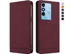Custodia Per Itel P38/Itel S17/Itel Vision 3, Custodia Retro In Finto Cuoio Con Supporto E Slot Per Carte Rosso