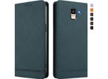 Custodia Per Samsung Galaxy J6 2018, Retro Custodia Flip In Finto Cuoio Con Supporto E Slot Per Carte Verde