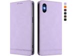 Custodia Per Iphone X/Iphone Xs, Custodia Retro In Finto Cuoio Con Supporto E Slot Per Carte Di Credito Viola