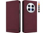 Custodia Per Huawei Mate 70 Pro/Mate 70 Pro+, Custodia Retro In Finto Cuoio Con Supporto E Slot Per Carte Rosso