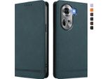 Custodia Per Oppo Reno11 5G, Custodia Retro In Finto Cuoio Flip Con Supporto E Slot Per Carte Verde