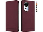 Custodia Per Huawei Nova 13 /Nova 12, Custodia Retro In Finto Cuoio Con Supporto E Slot Per Carte Rosso