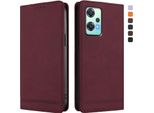 Custodia Per Oneplus Nord Ce 2 Lite 5G/Nord 2 Lite, Custodia Retro In Finto Cuoio Con Supporto E Slot Per Schede Rosso